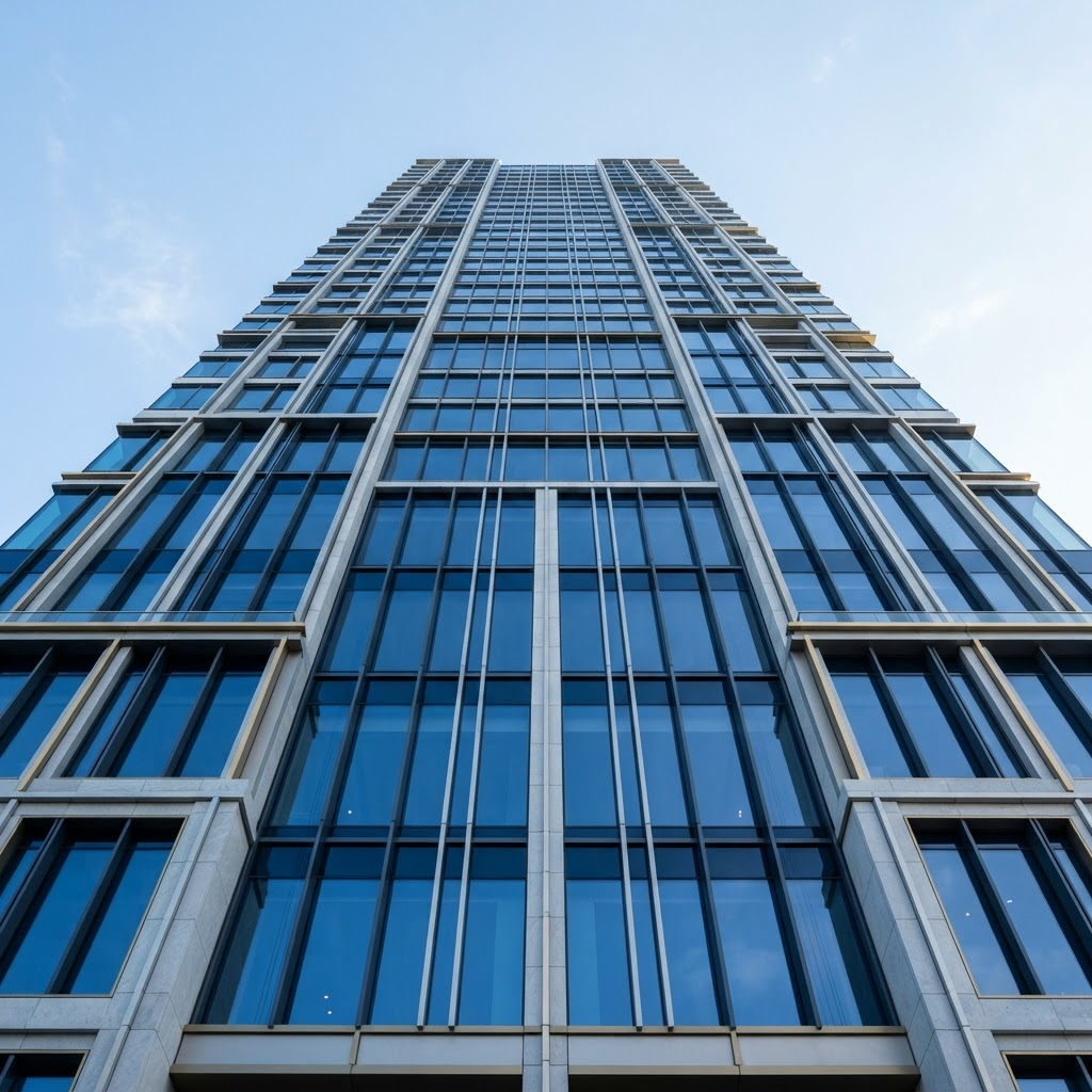 Detail of a modern office building facade